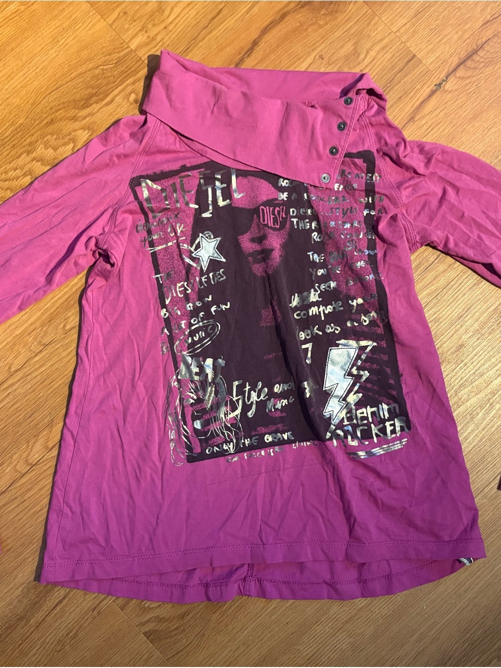 Diesel Grunge Magenta Collared Top